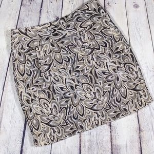 Loft Womens Skirt Brown Floral Gold Size 4